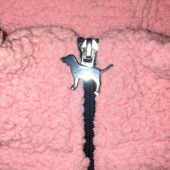 Sexy Love Pink Puppy Dog Mauve Pastel Pink Sherpa Full Zipper Fleece Vest Jacket - Picture 3 of 11